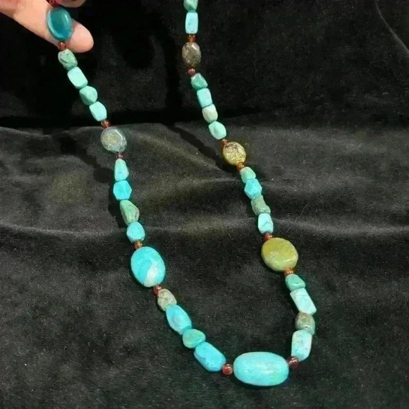 Boho Beaded Necklace Blue Turquoise Red Green Colorful Layering Statement - Picture 4 of 6